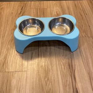 Small blue dog bowl